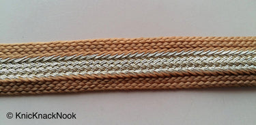 Wholesale Gold And Brown Thread Lace Trim, Approx. 25mm wide, Weave Trim